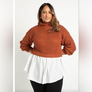 Eloquii Twofer Skirted sweater with White Layer